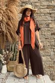 Pure Cotton Santos Keyhole Drape Back Top Coffee Bean
